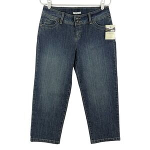 NWT Excess Women's Blue Denim Cropped Jeans Size 6 Stretch Mid Rise Tapered Leg